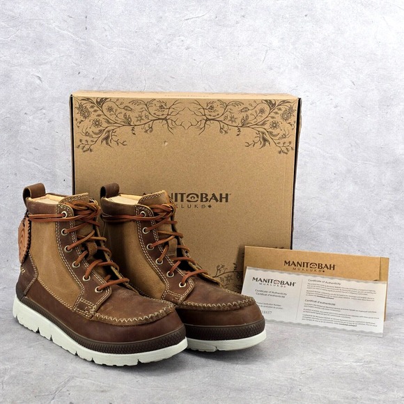 New Manitobah Mukluks‎ Boots Brown Womens Size 9.5 WP Mesa Moc Toe Unlined - Picture 1 of 12